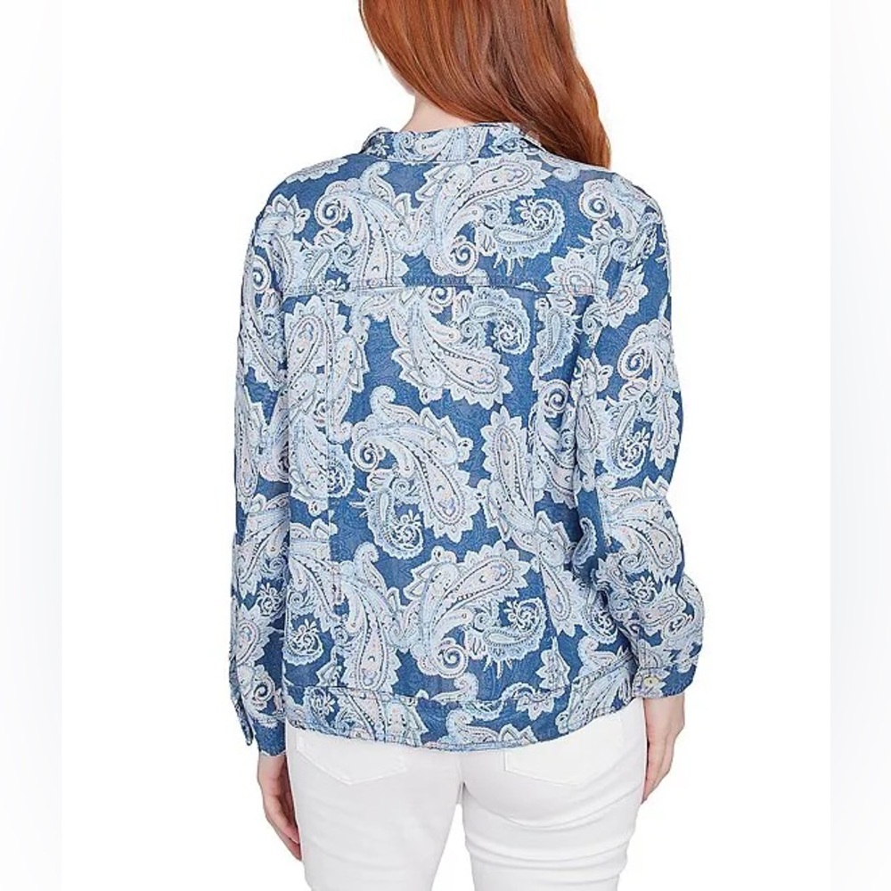 Ruby Road Soft Tencel™ Paisley Print Long Sleeve Button-Front Jacket - Small - Picture 6 of 10
